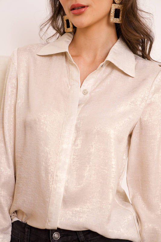 Léa Metallic Blouse | Gold