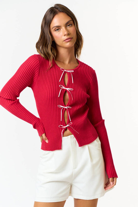 Bow Cut Sweater | Red