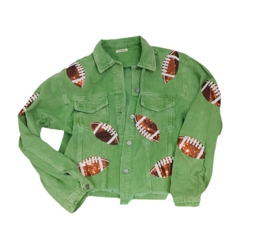 Football Corduroy Shacket - Green