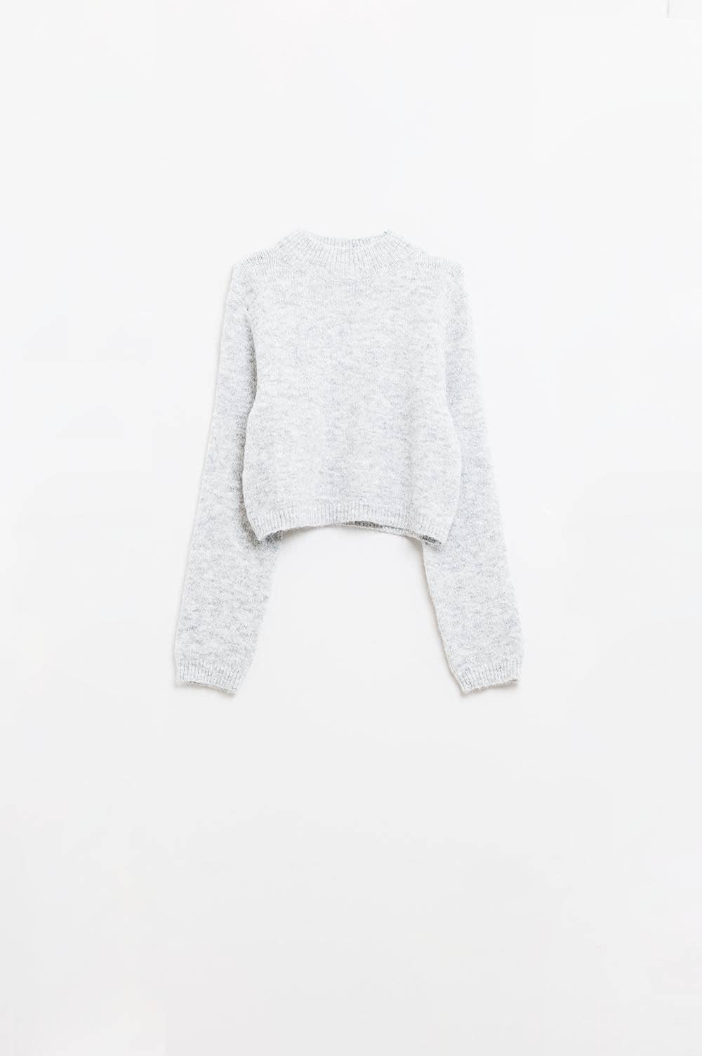 Fluffy Knit Open Back Detail | Grey