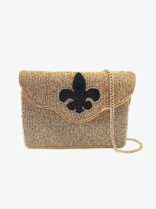 Saints Gold Beaded Clutch