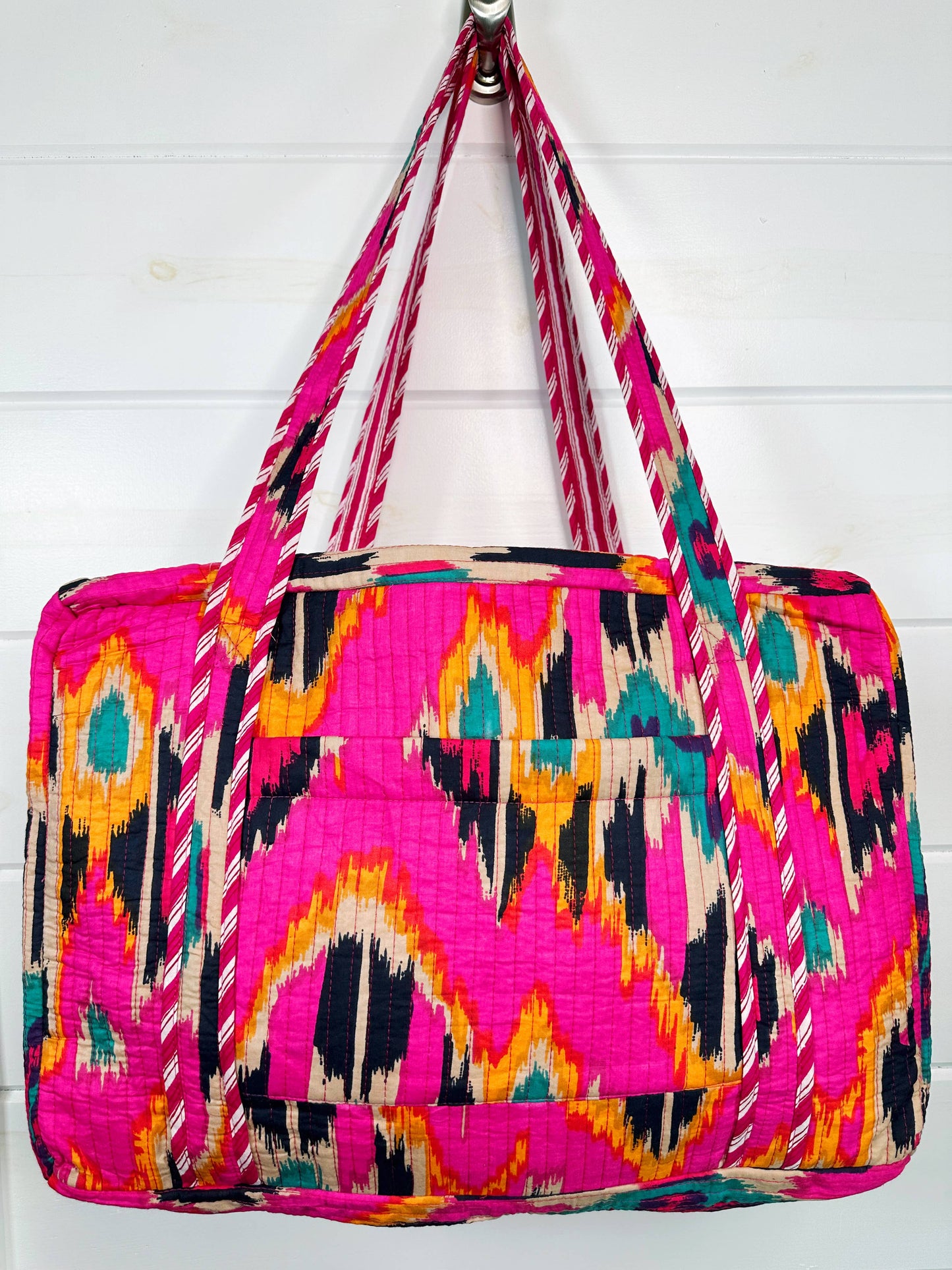 Quilted Weekender - Pink Ikat Print