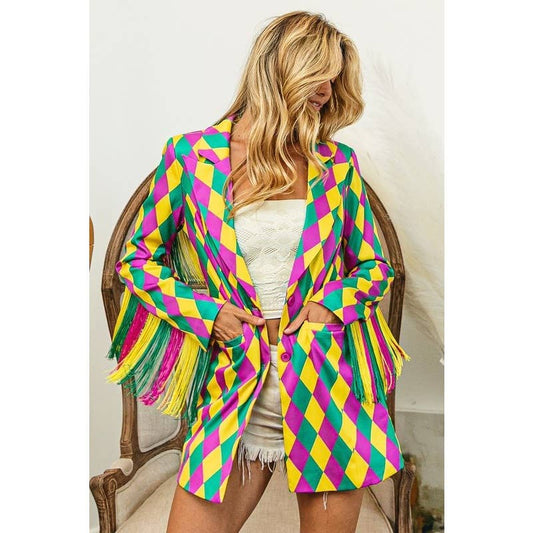 Fringed Blazer | Mardi Gras Diamond