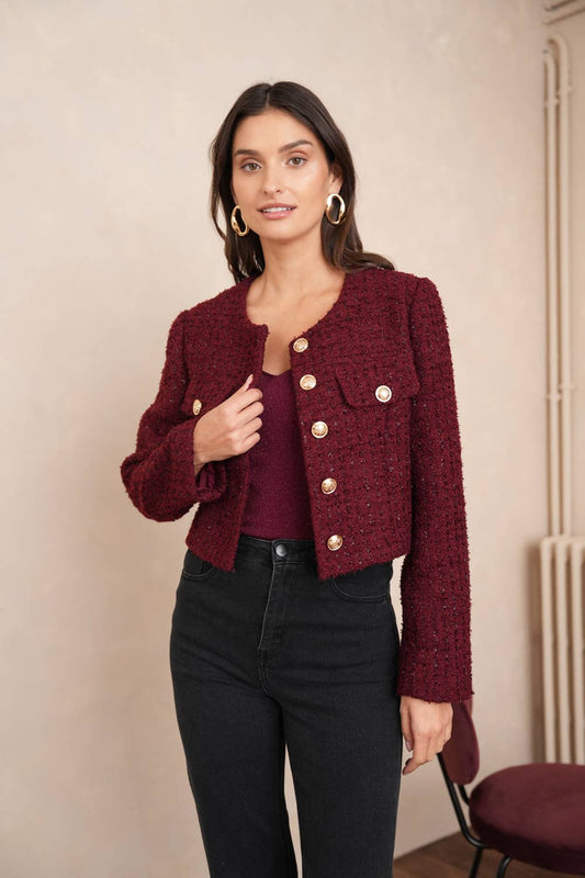 Jenny Tweed Jacket | Bordeaux