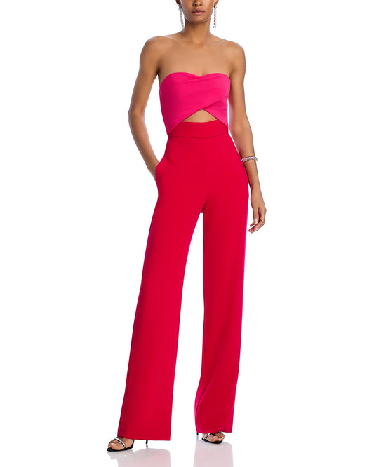 Jada Color Block Jumpsuit | French rose jujube