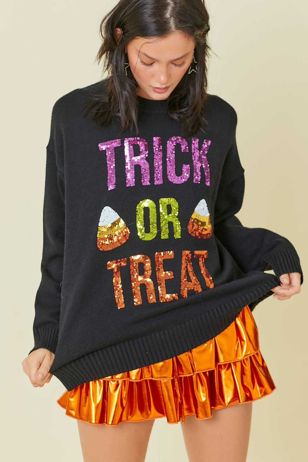 Halloween Trick Or Treat Sequin Sweater