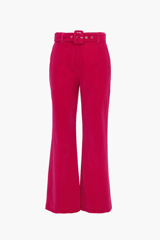 Bella Belted Velvet Trousers | Fuchsia