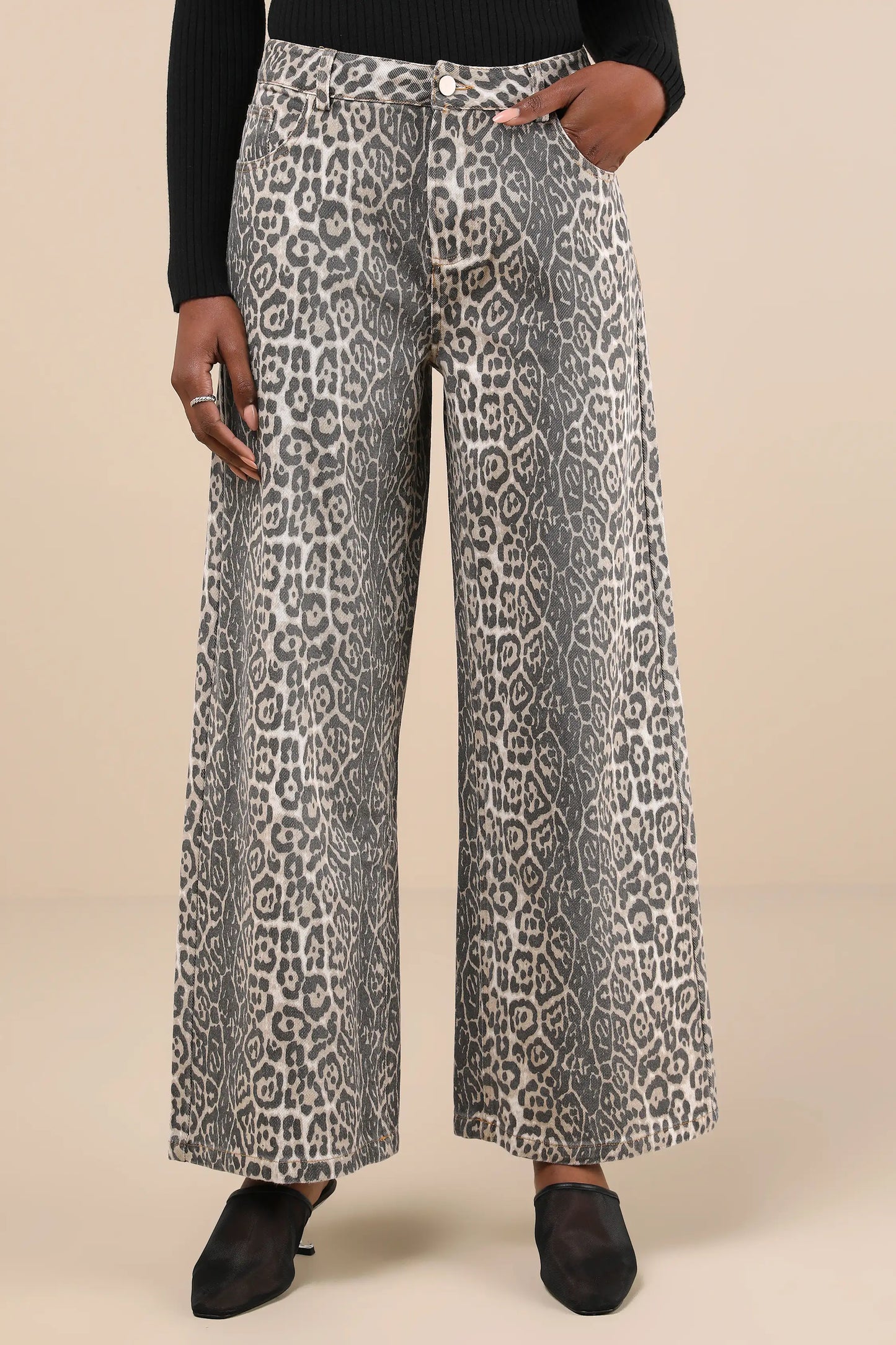 Faded Leopard Wide-Leg Jean