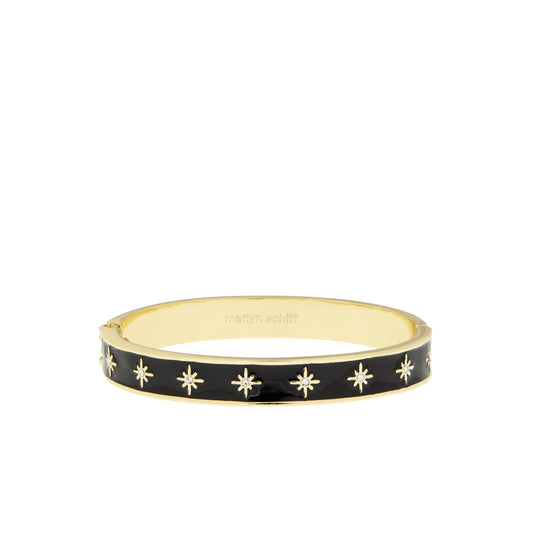 Onyx Starburst Hinged Bangle