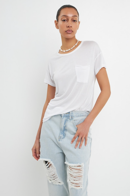 Modal Pocket Tee- White