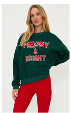 Load image into Gallery viewer, MERRY &amp; BRIGHT Sweatshirt - Pine Green
