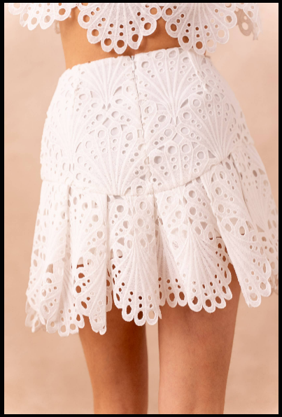 Selena Lace Skirt | White