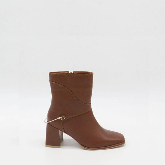 Amanda heeled ankle booties in tan brown leather women shoes