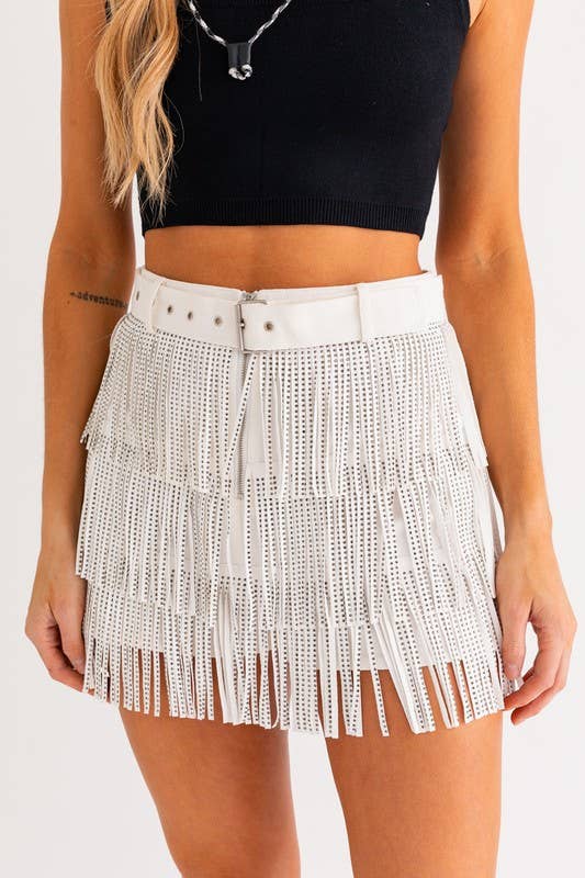 Fringe Skort | White Denim