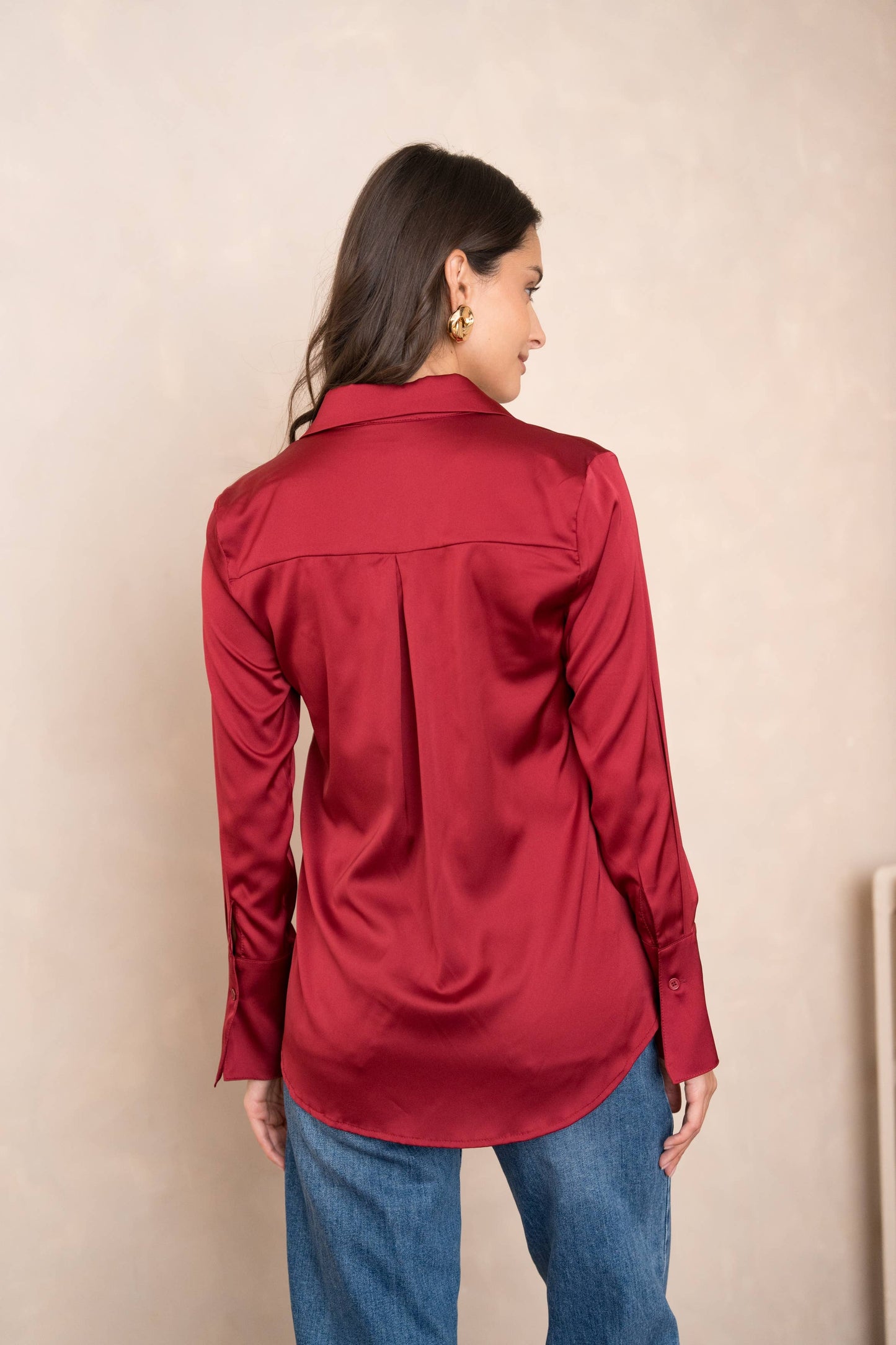 Léa Notched Collar Blouse | Bordeaux