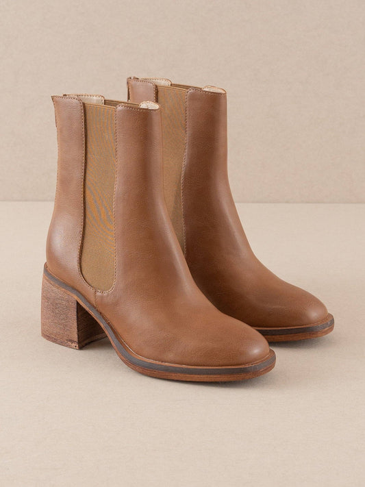 The Olivia | Caramel Chelsea Heel Boots