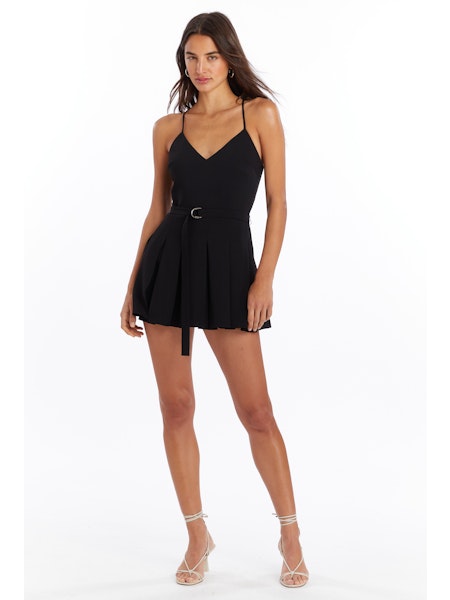 Blair Belted Romper - Black