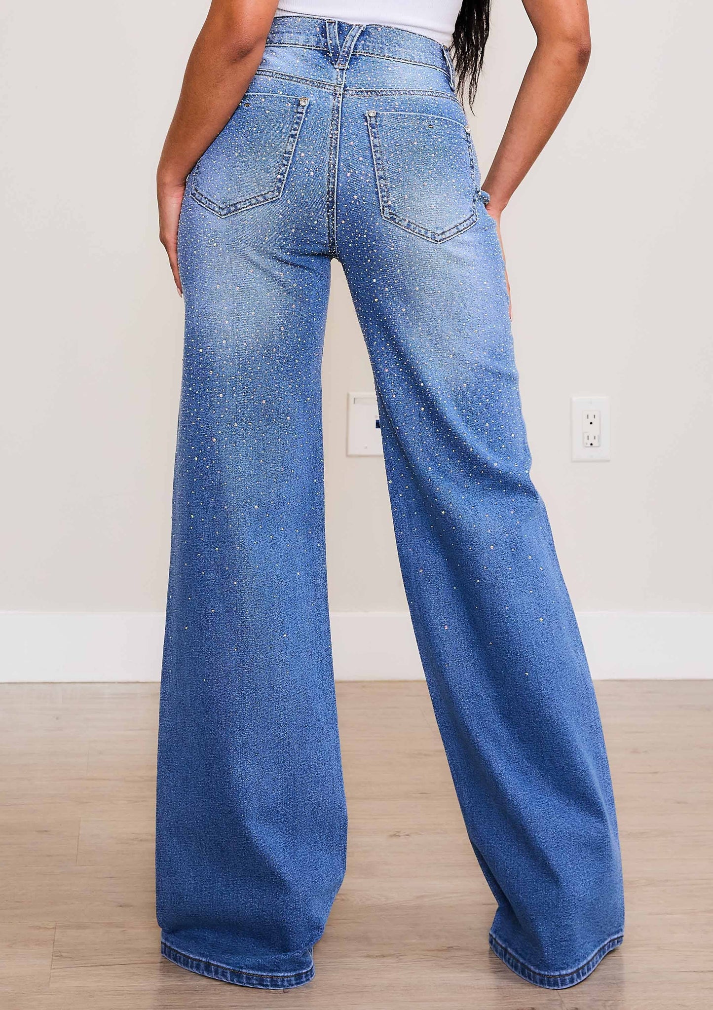 Rhinestone Wide Leg Jeans