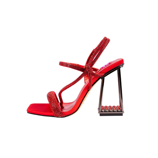 Goddess Caged Heel Sandal | Red