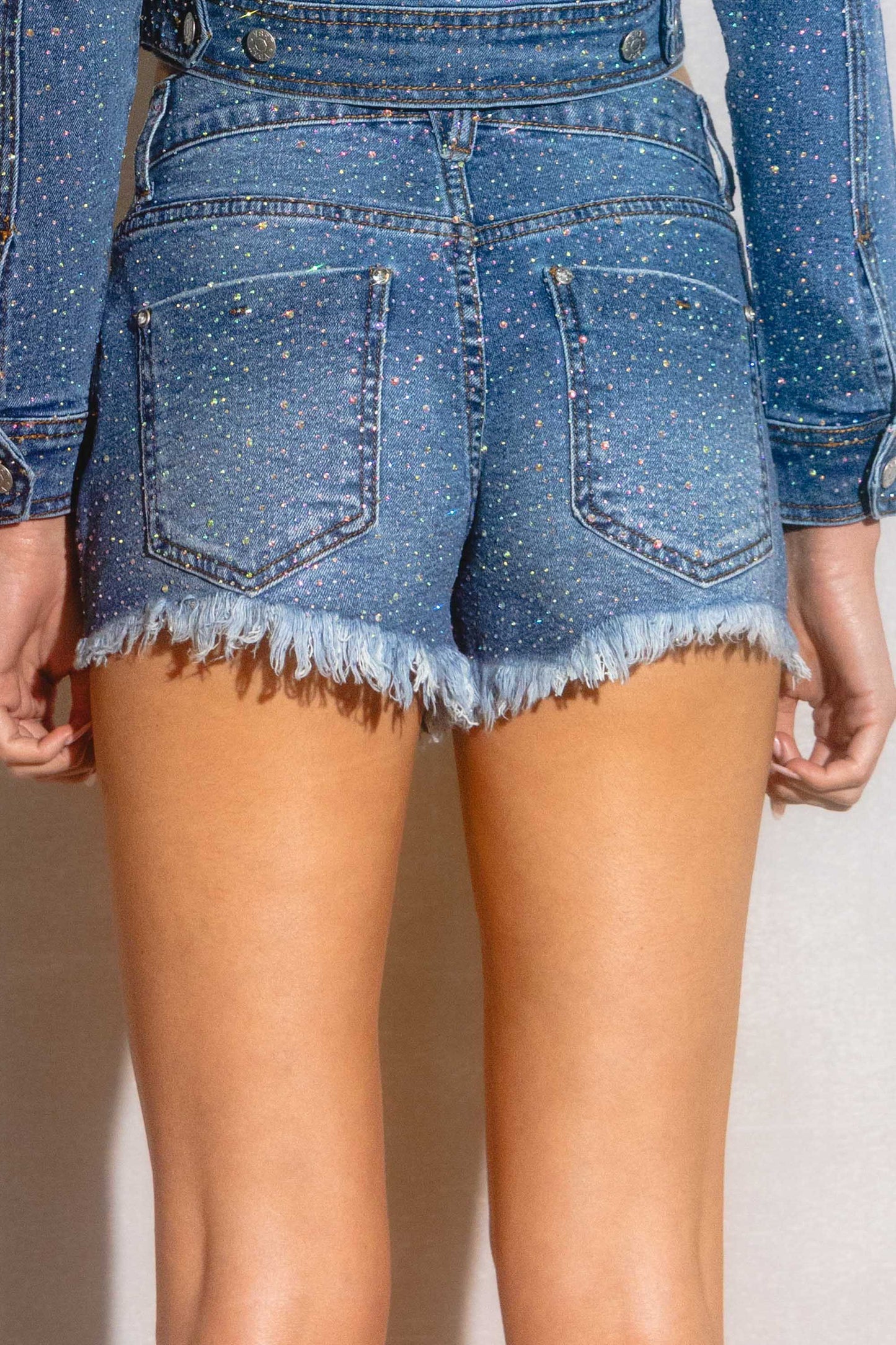 Iridescent Rhinestone Shorts