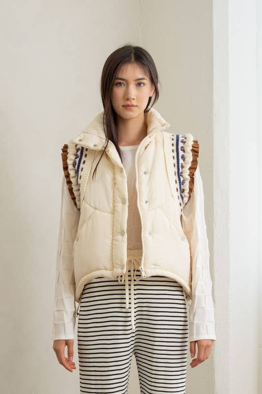 Elizabeth Embroidered Puffer Vest