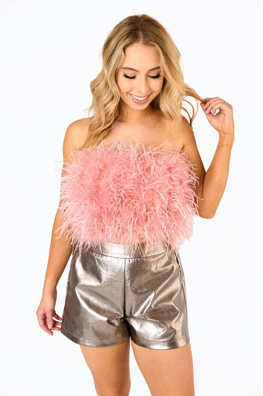 Lara Strapless Feather - Pink