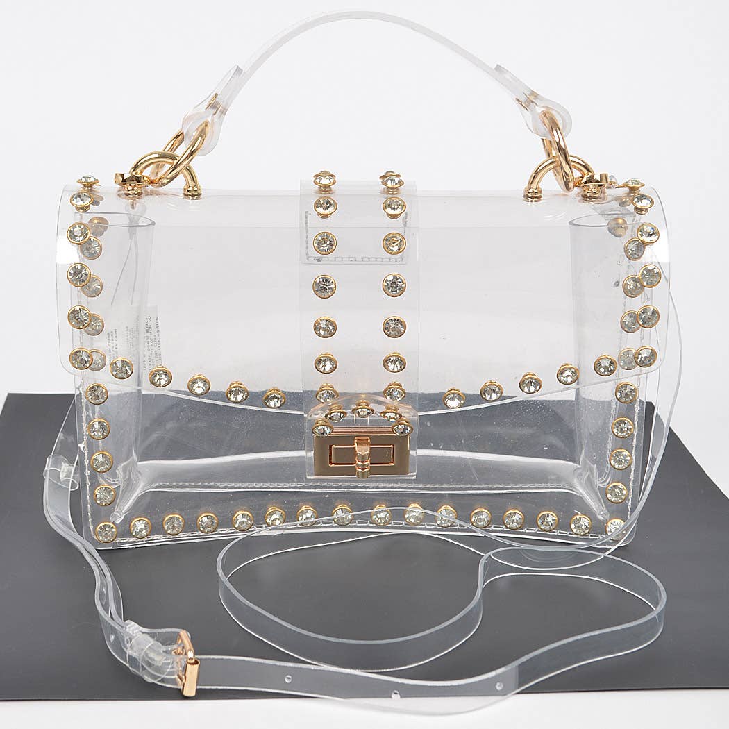 Stadium Bag Gold Rhinestone Studded