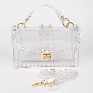 Stadium Bag Clutch W/Faux Pearl