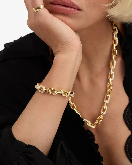 Frankie Pavé Chain Bracelet - Gold|Diamondettes