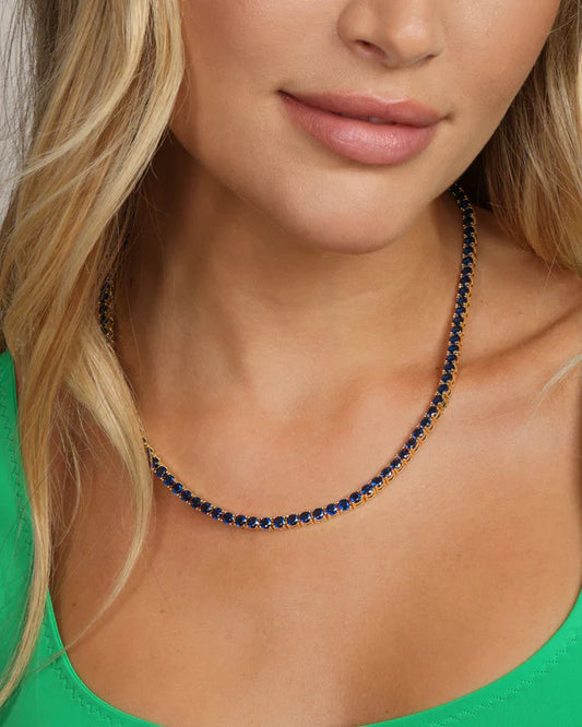 Grand Heiress Tennis Necklace - 18" Gold | Sapphire