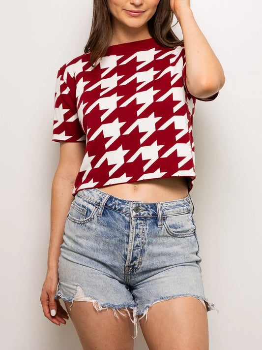 Houndstooth Knit Crop