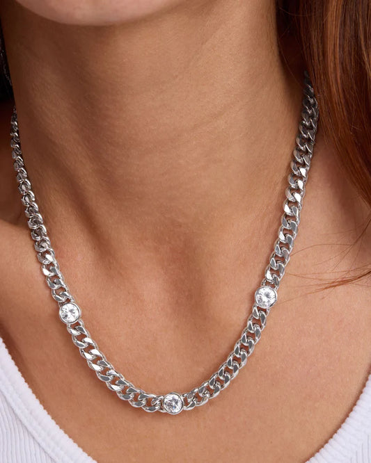 Julian Triple Diamond Necklace 18" - Silver|Diamondettes