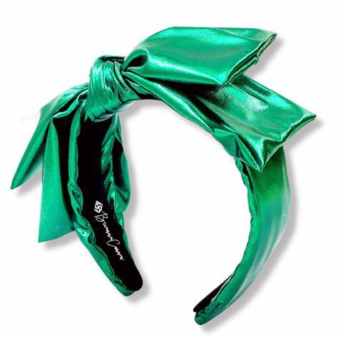 Metallic Side Bow Headband - Green