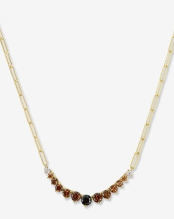 Not Your Basic Graduated Ombré Samantha Tennis Necklace 16" - Gold|Black Diamondettes