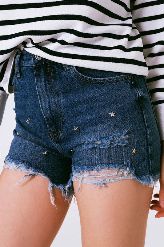 Star Stud Denim Short