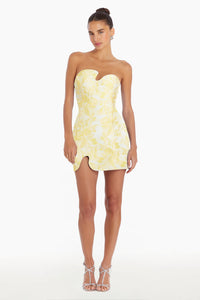 Strapless Puzzle Mini Dress - Yellow