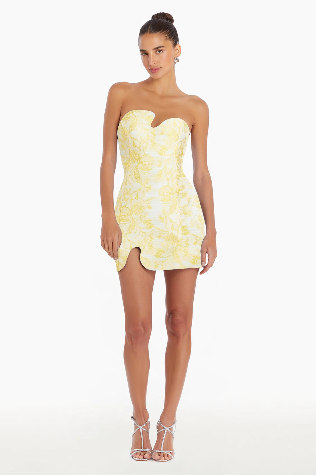 Strapless Puzzle Mini Dress - Yellow