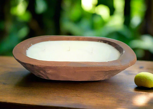 Wooden Dough Bowls Soy Candle - Oval